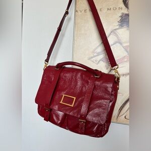 Marc Jacobs Red Patent Leather Messenger Handbag